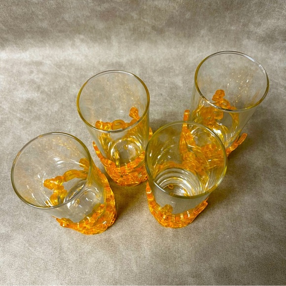 Set of 4 Koziol drinks glasses with orange bubble glass holders - Picture 5 of 7